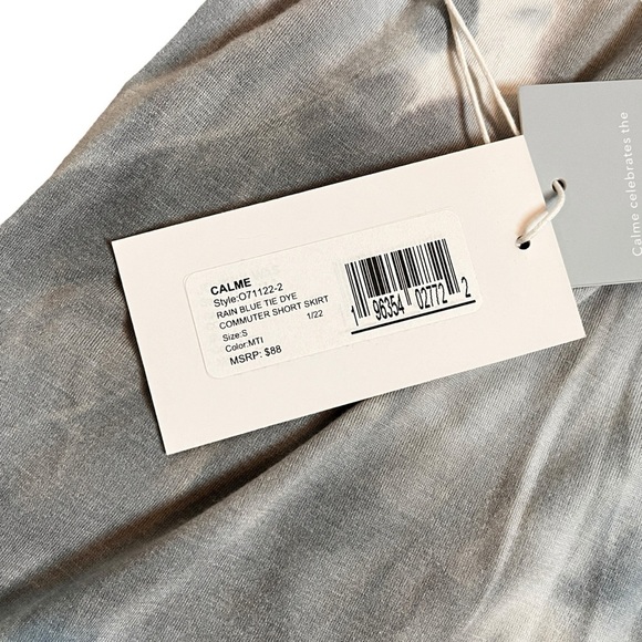 Calme by Johnny Was Rain Blue Tie Dye Commuter Short Skirt Size Small NWT - Picture 6 of 10